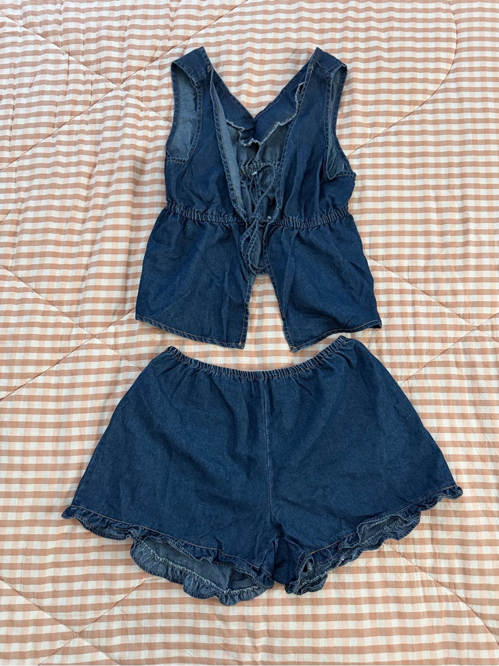 Denim Two-Piece Set - Dark Blue